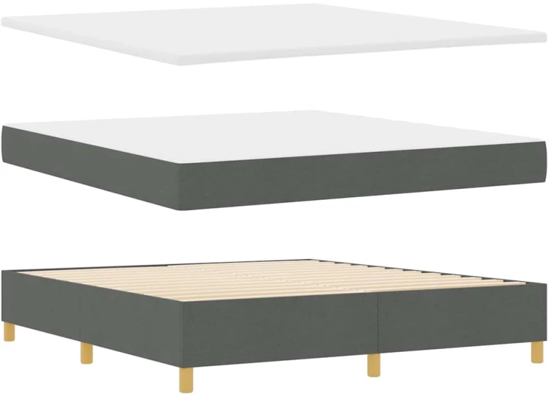 Κρεβάτι Box Spring με Στρώμα & LED vidaXL Γκρι 180x200 εκ. Υφασμάτινο