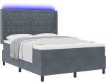 κρεβάτι με στρώμα & LED vidaXL Σκούρο Γκρι 140x200 cm Βελούδο