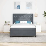 κρεβάτι με στρώμα & LED vidaXL Σκούρο Γκρι 140x200 cm Βελούδο