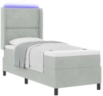 vidaXL Κρεβάτι με Ματράς & LED Ανοιχτό Γκρι 80x200 εκ Βελούδο