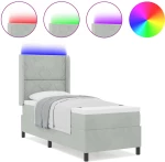 vidaXL Κρεβάτι με Ματράς & LED Ανοιχτό Γκρι 80x200 εκ Βελούδο
