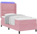 vidaXL Κρεβάτι με Στρώμα & LED Ροζ 90x200 εκ Βελούδο