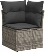 vidaXL Σετ Κήπου 13 τεμαχίων με Γκρι Πολυ Rattan Μαξιλάρια
