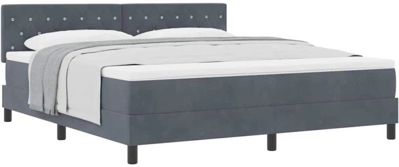 vidaXL Κρεβάτι Box Spring με Mattress Σκούρο Γκρι Super King Βελούδο