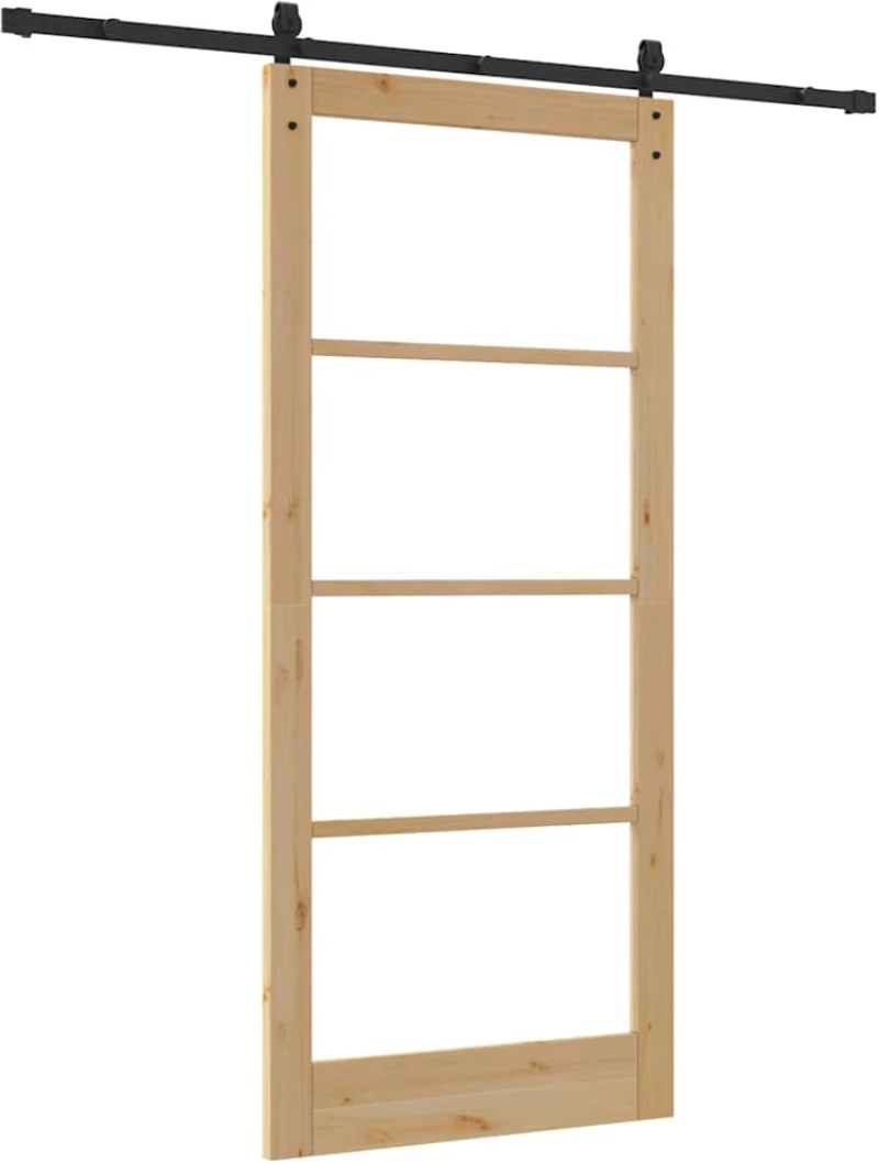 vidaXL Συρόμενη Πόρτα με Σετ Υλικών 'ORKDAL' Συμπαγές Ξύλο & Γυαλί