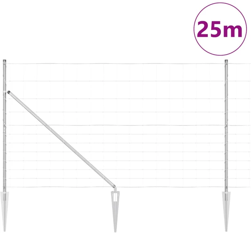 vidaXL Κάγκελο Αγρού 1.4x25 μ Γαλβανισμένος Χάλυβας
