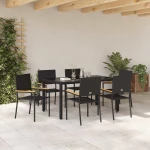 vidaXL Σετ Εξωτερικής Σίτισης 7 Τεμαχίων Μαύρο Πολυ Ράττον
