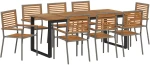 vidaXL Σετ τραπεζαρίας κήπου 9 pcs Γκρι 200 x 90 x 75 cm