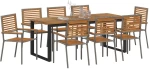 vidaXL Σετ τραπεζαρίας κήπου 9 pcs Γκρι 200 x 90 x 75 cm