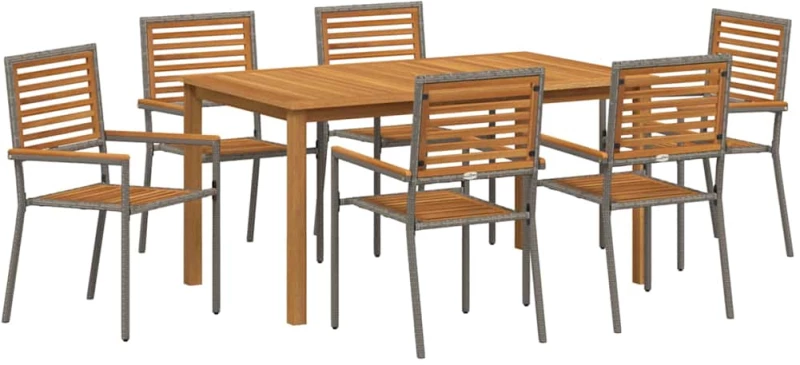 vidaXL Σετ Τραπεζαρίας Κήπου 7 pcs Γκρι 150 x 90 x 74 cm