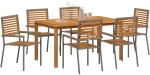 vidaXL Σετ Τραπεζαρίας Κήπου 7 pcs Γκρι 150 x 90 x 74 cm