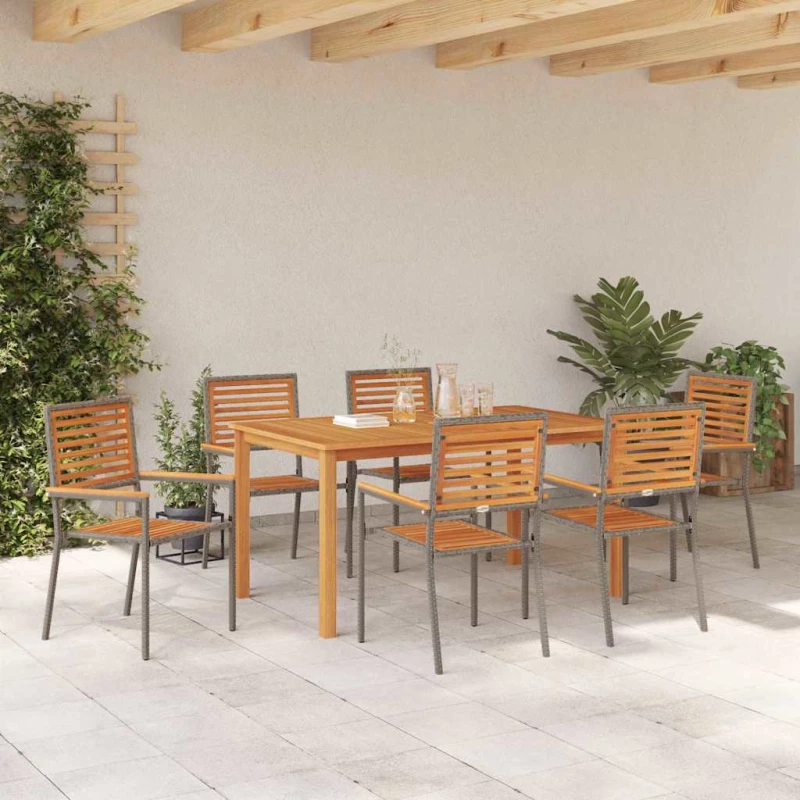 vidaXL Σετ Τραπεζαρίας Κήπου 7 pcs Γκρι 150 x 90 x 74 cm