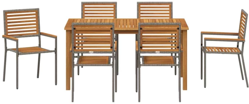 vidaXL Σετ Τραπεζαρίας Κήπου 7 pcs Γκρι 150 x 90 x 74 cm