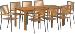 vidaXL Σετ Τραπεζαρίας Κήπου 9 pcs Γκρι 180 x 90 x 75 cm