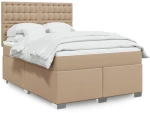 vidaXL Κρεβάτι Boxspring με Στρώμα Καπουτσίνο 160x200εκ.από Συνθ.Δέρμα
