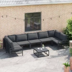 vidaXL Σετ Καναπέ Κήπου 8 pcs Ανθρακί Ατσάλι