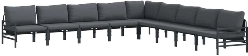 vidaXL Σετ Καναπέ Κήπου 9 pcs Ανθρακί Ατσάλι