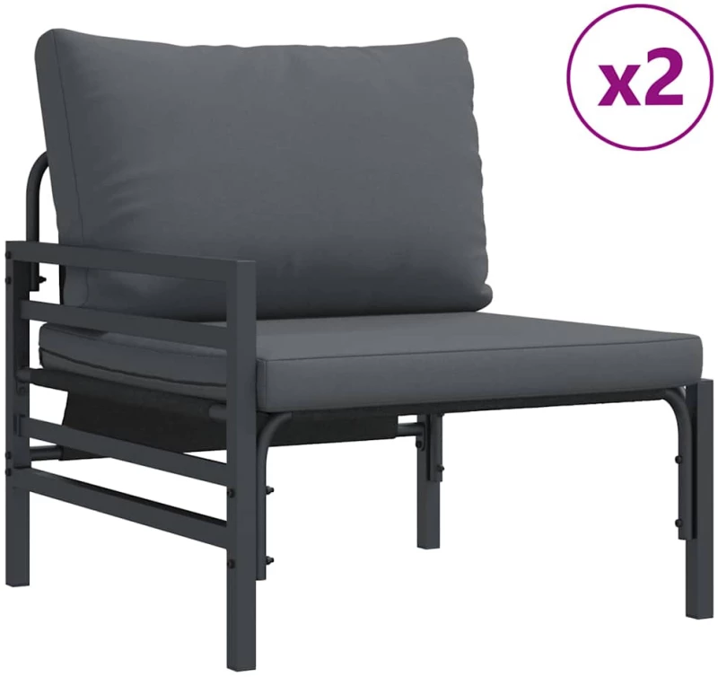 vidaXL Σετ Καναπέ Κήπου 9 pcs Ανθρακί Ατσάλι