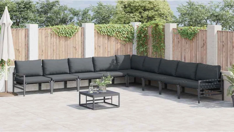 vidaXL Σετ Καναπέ Κήπου 9 pcs Ανθρακί Ατσάλι