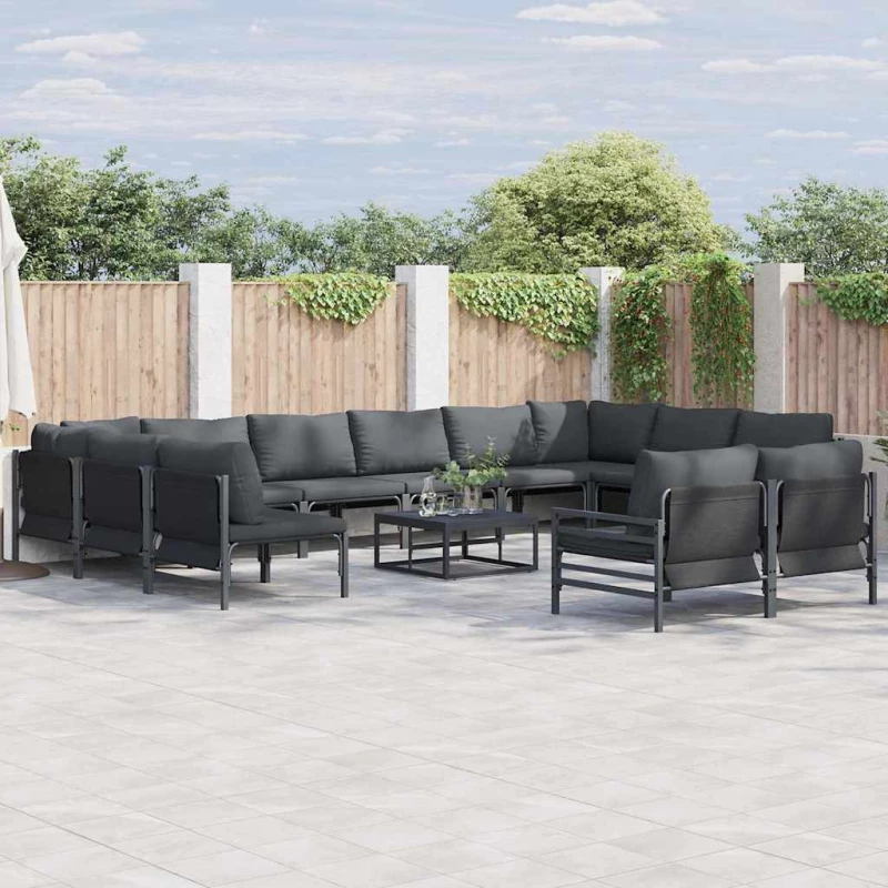vidaXL Σετ Καναπέ Κήπου 12 pcs Ανθρακί Ατσάλι