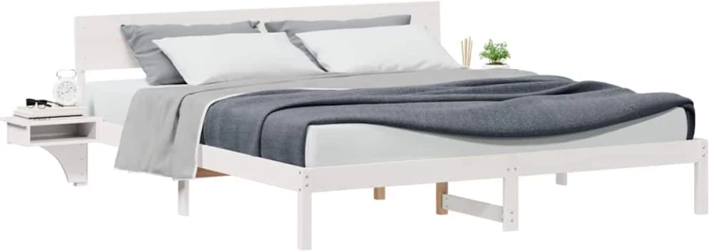 vidaXL Σκελετός Κρεβατιού Λευκό 200 x 200 cm Μασίφ ξύλο πεύκου
