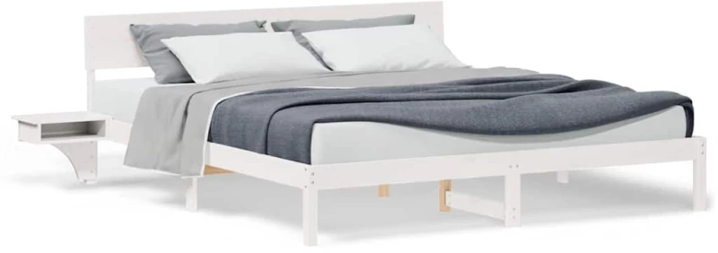 vidaXL Σκελετός Κρεβατιού Λευκό 200 x 200 cm Μασίφ ξύλο πεύκου