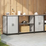vidaXL Σετ Αποθήκευσης Κουζίνας με ράφι 3 pcs Ασημί 210 x 50 x 92 εκ