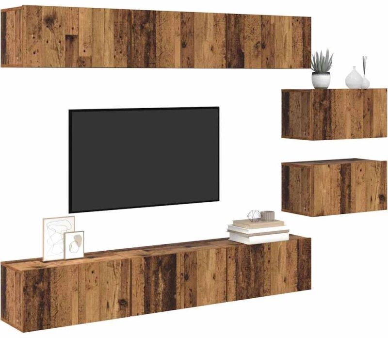 vidaXL Σετ επίπλου τηλεόρασης 8 pcs Παλαιό ξύλο 60 x 30 x 30.5 εκ.