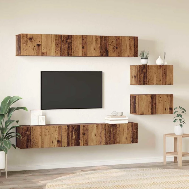 vidaXL Σετ επίπλου τηλεόρασης 8 pcs Παλαιό ξύλο 60 x 30 x 30.5 εκ.