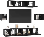 vidaXL Σετ επίπλου τηλεόρασης 7 pcs Μαύρη δρυς 80 x 30 x 30 εκ