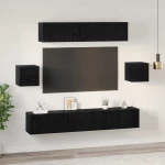 vidaXL Σετ επίπλου τηλεόρασης 7 pcs Μαύρη δρυς 80 x 30 x 30 εκ