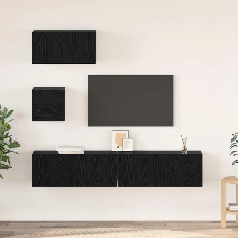 vidaXL Σετ επίπλου τηλεόρασης 4 pcs Μαύρη δρυς 80 x 30 x 30 εκ