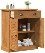 vidaXL Ντουλάπι Μπάνιου καφέ μελί 68 x 34 x 80 εκ Μασίφ ξύλο πεύκου