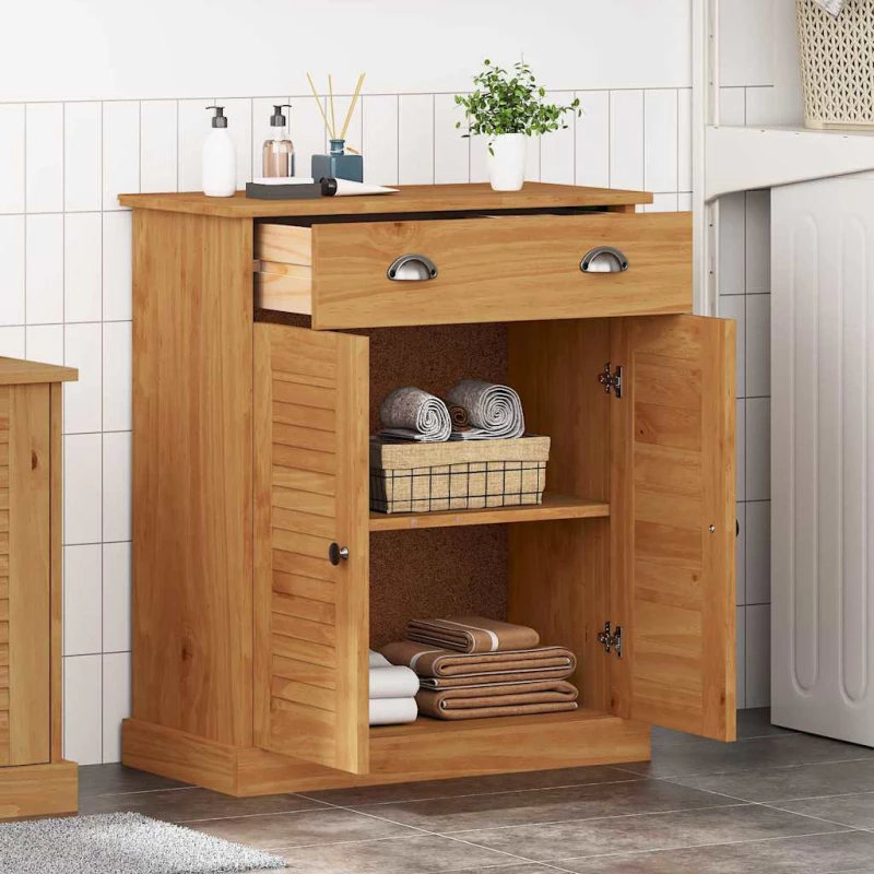 vidaXL Ντουλάπι Μπάνιου καφέ μελί 68 x 34 x 80 εκ Μασίφ ξύλο πεύκου