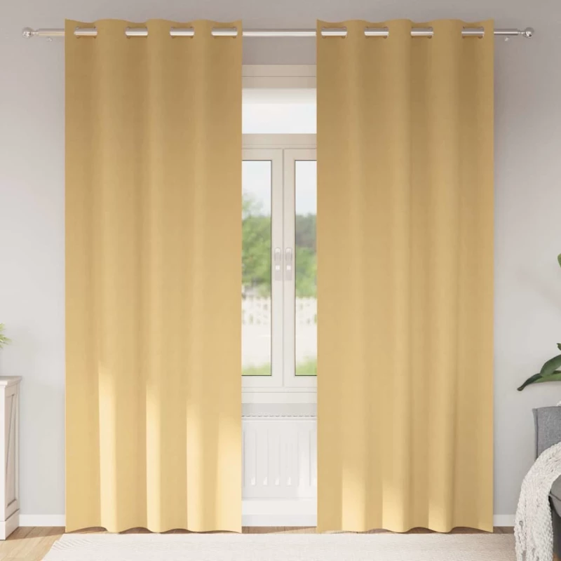 vidaXL Κουρτίνες με κουρτίνες 2 pcs Μπεζ 245 x 140 εκ. Πολυεστέρας