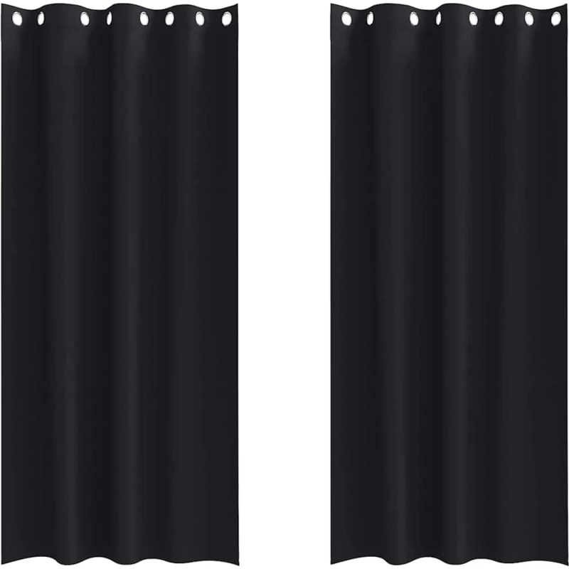 vidaXL Κουρτίνες με κουρτίνες 2 pcs Μαύρο 245 x 140 εκ. Πολυεστέρας