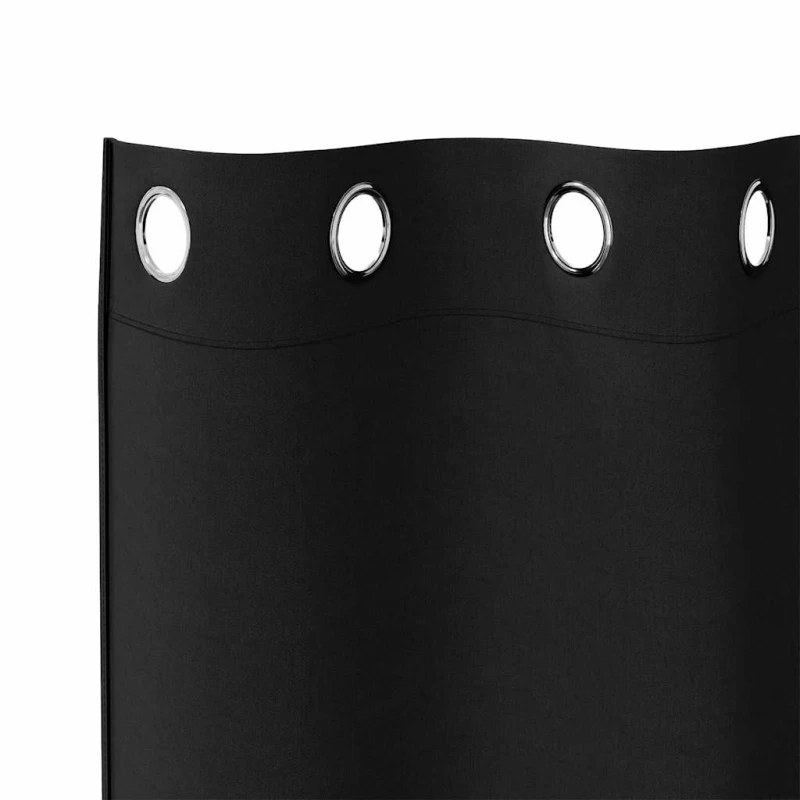 vidaXL Κουρτίνες με κουρτίνες 2 pcs Μαύρο 245 x 140 εκ. Πολυεστέρας