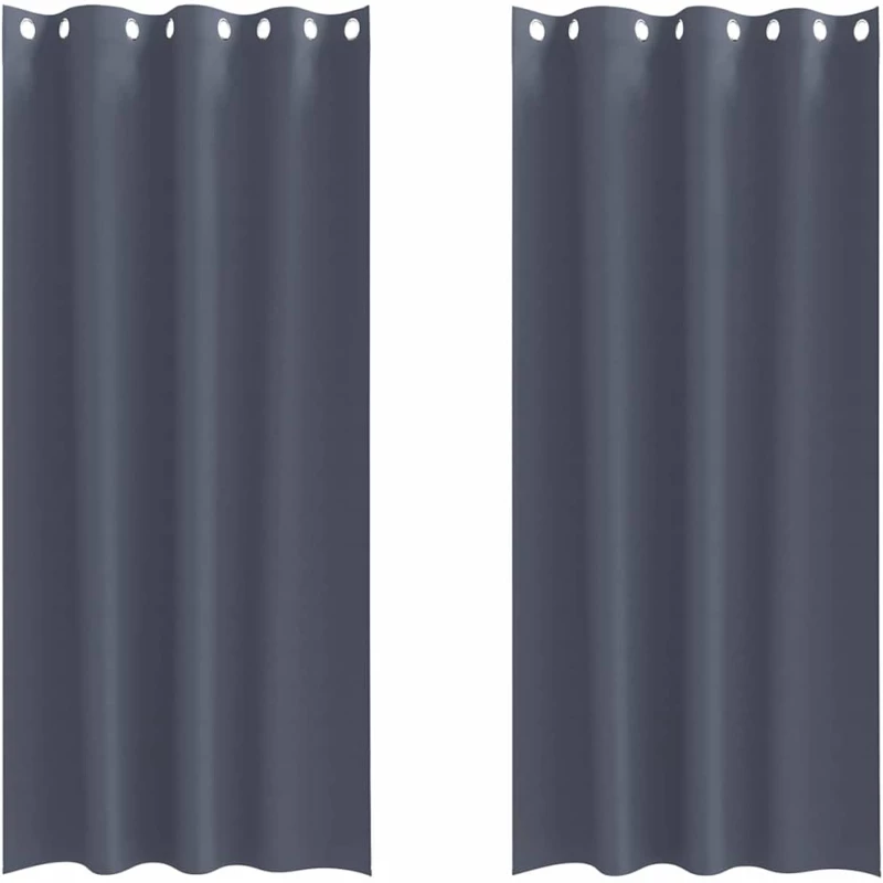 vidaXL Κουρτίνες με κουρτίνες 2 pcs Ανθρακί 245 x 140 εκ. Πολυεστέρας
