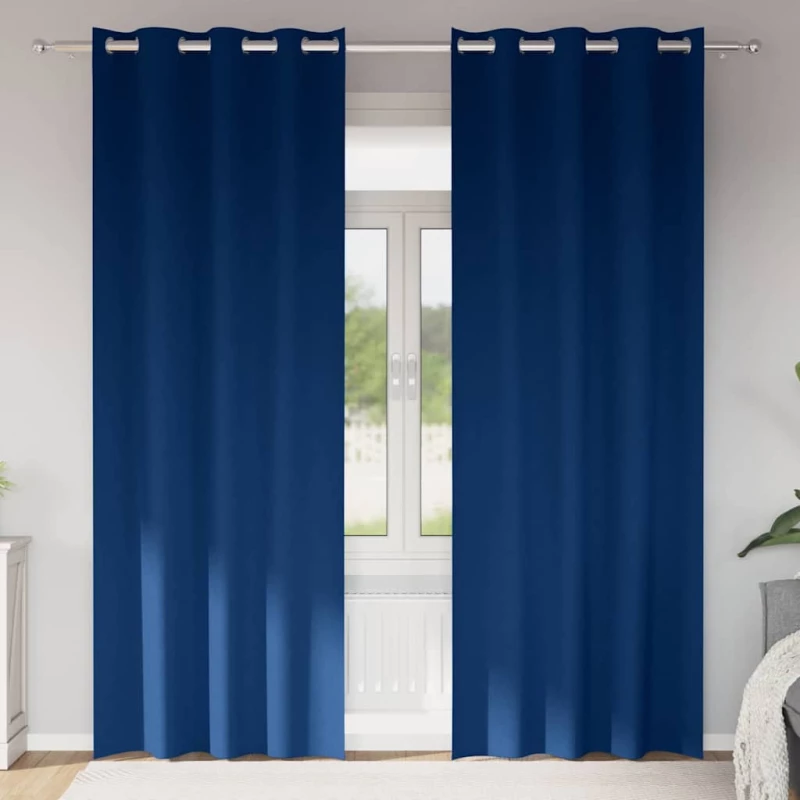 vidaXL Κουρτίνες 2 pcs Σκούρο Μπλε 245 x 140 εκ. Πολυεστέρας