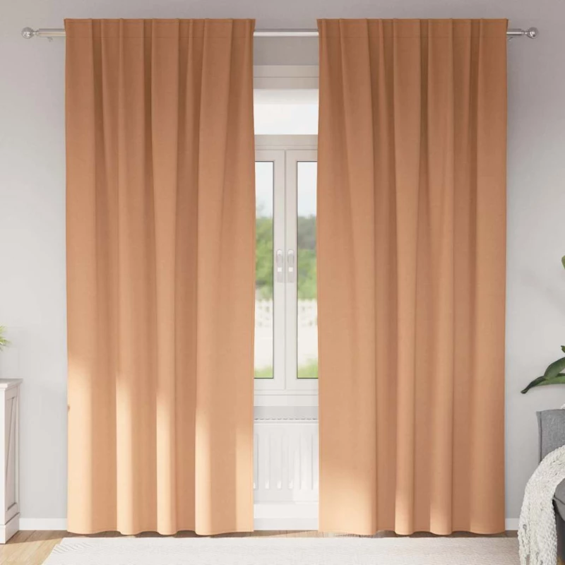 vidaXL Κουρτίνες 2 pcs Ανοιχτό καφέ 260 x 140 εκ. Πολυεστέρας