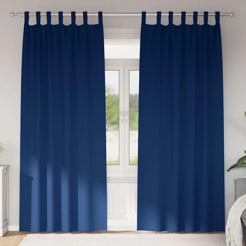 vidaXL Κουρτίνες 2 pcs Σκούρο Μπλε 260 x 140 εκ. Πολυεστέρας