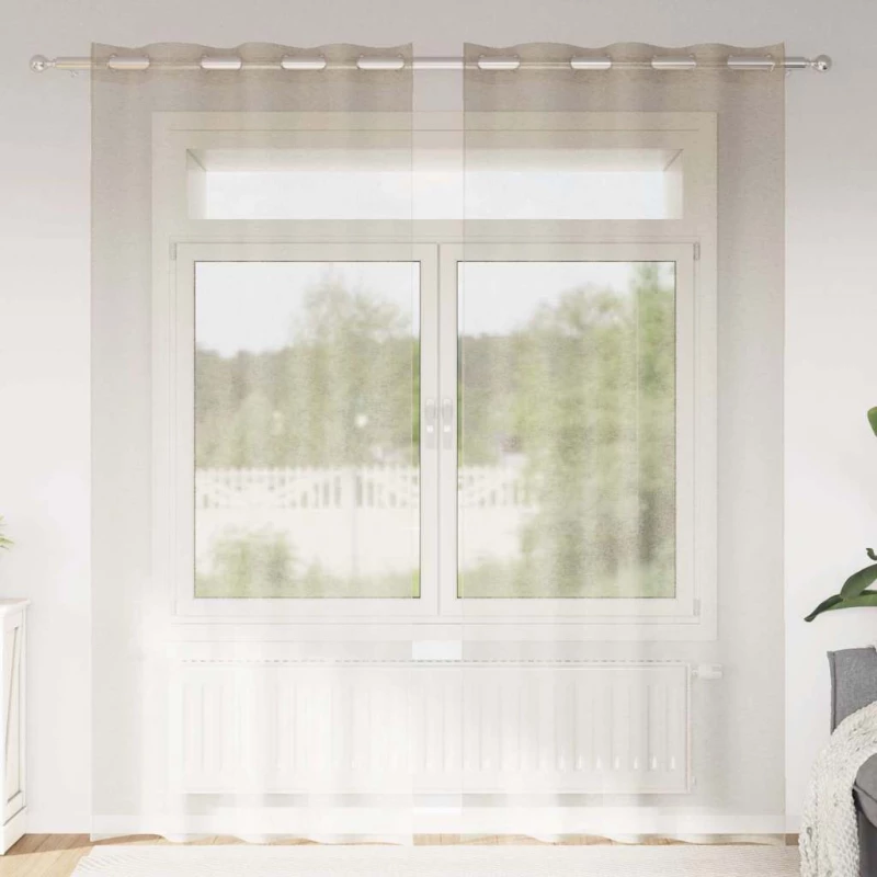 vidaXL Κουρτίνες με κουρτίνες 2 pcs Άμμος 140 x 225 cm Πολυεστέρας