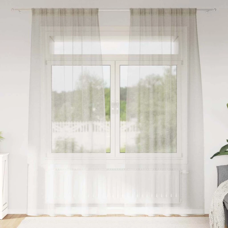 vidaXL Κουρτίνες με κουρτίνες 2 pcs Κρεμ 140 x 225 cm Πολυεστέρας