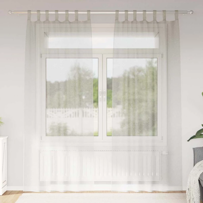 vidaXL Κουρτίνες με κουρτίνες 2 pcs Κρεμ 140 x 225 cm Πολυεστέρας