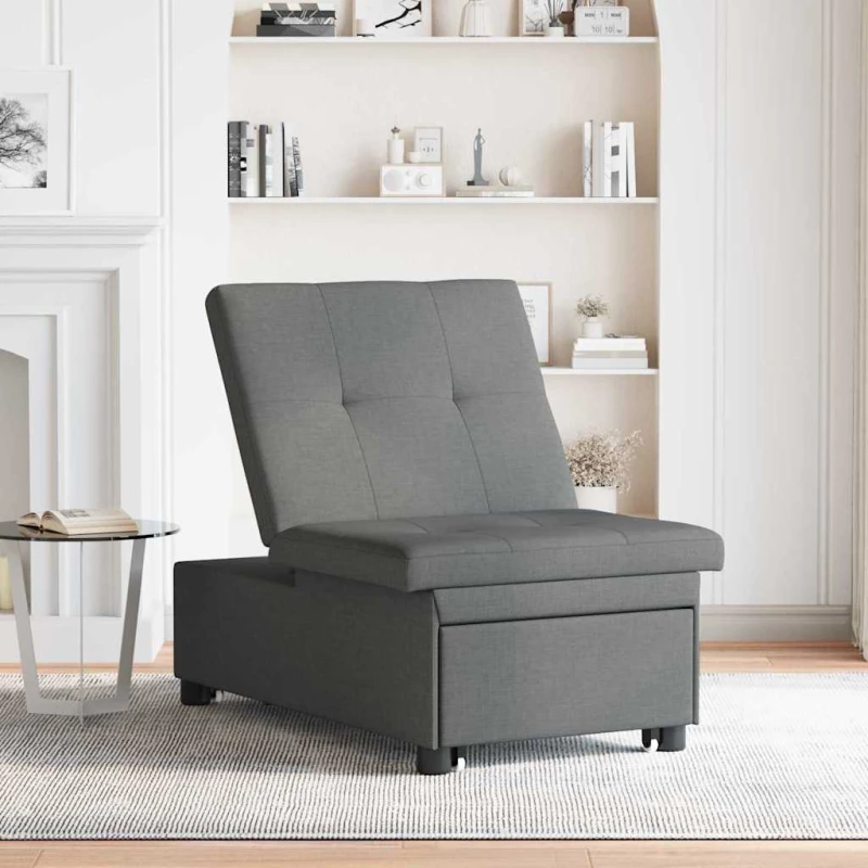 vidaXL Καναπές κρεβάτι 3 σε 1 - Σχεδιασμός pull-out, σκούρο γκρι ύφασμα