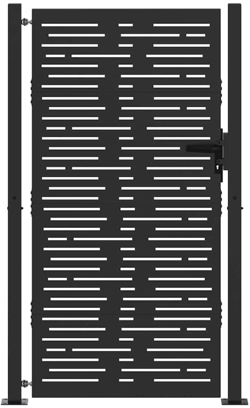 vidaXL Πύλη Κήπου Μαύρο 105 x 200 cm Ατσάλι με Επικάλυψη Πούδρας