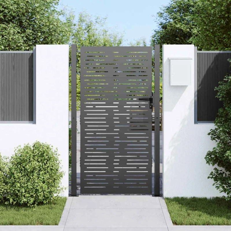 vidaXL Πύλη Κήπου Μαύρο 105 x 200 cm Ατσάλι με Επικάλυψη Πούδρας