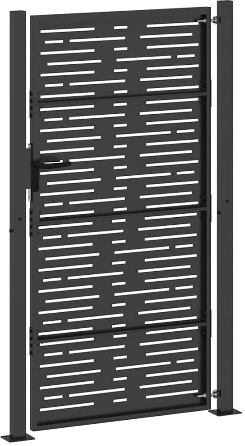vidaXL Πύλη Κήπου Μαύρο 105 x 200 cm Ατσάλι με Επικάλυψη Πούδρας