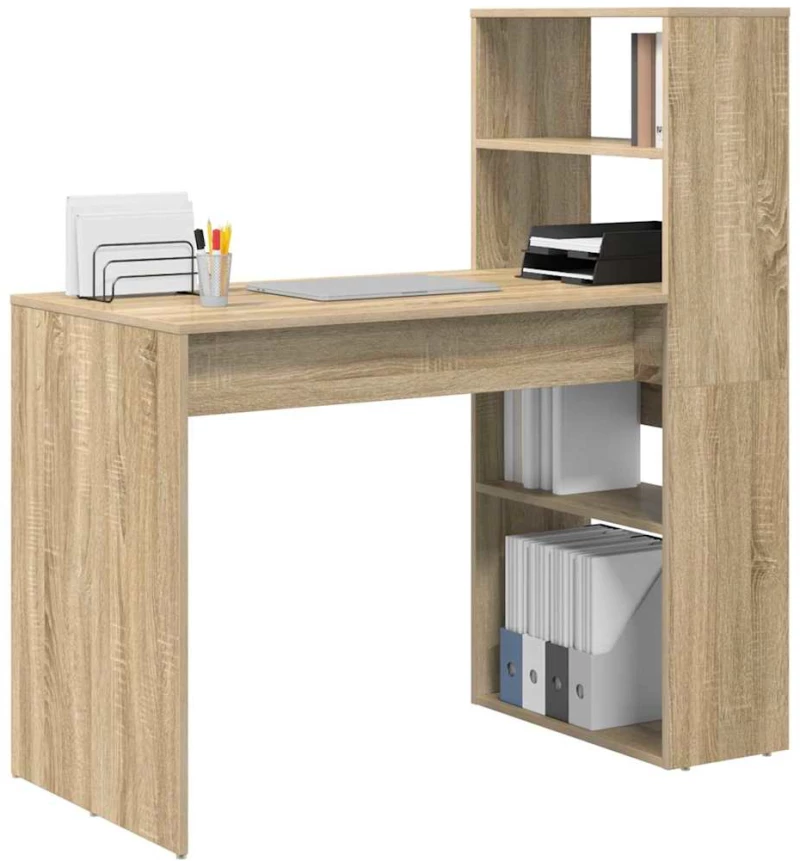 vidaXL Γραφείο με Αποθήκευση Καρυδιά Sonoma 113x54x120 εκ. Κατασκευασμένο Ξύλο
