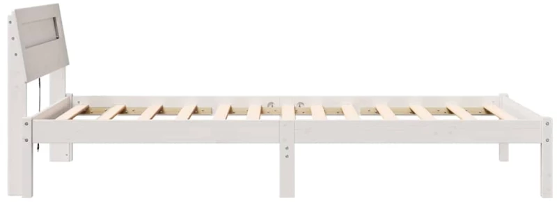 vidaXL Κρεβάτι με LED Κεφαλάρι Λευκό, 90 x 200 εκ, Στερεό Ξύλο